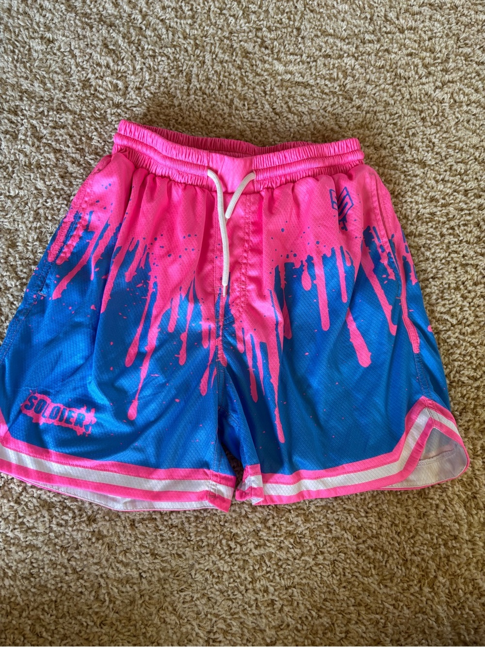 Men's Athletic Shorts in Pink & Blue Splash